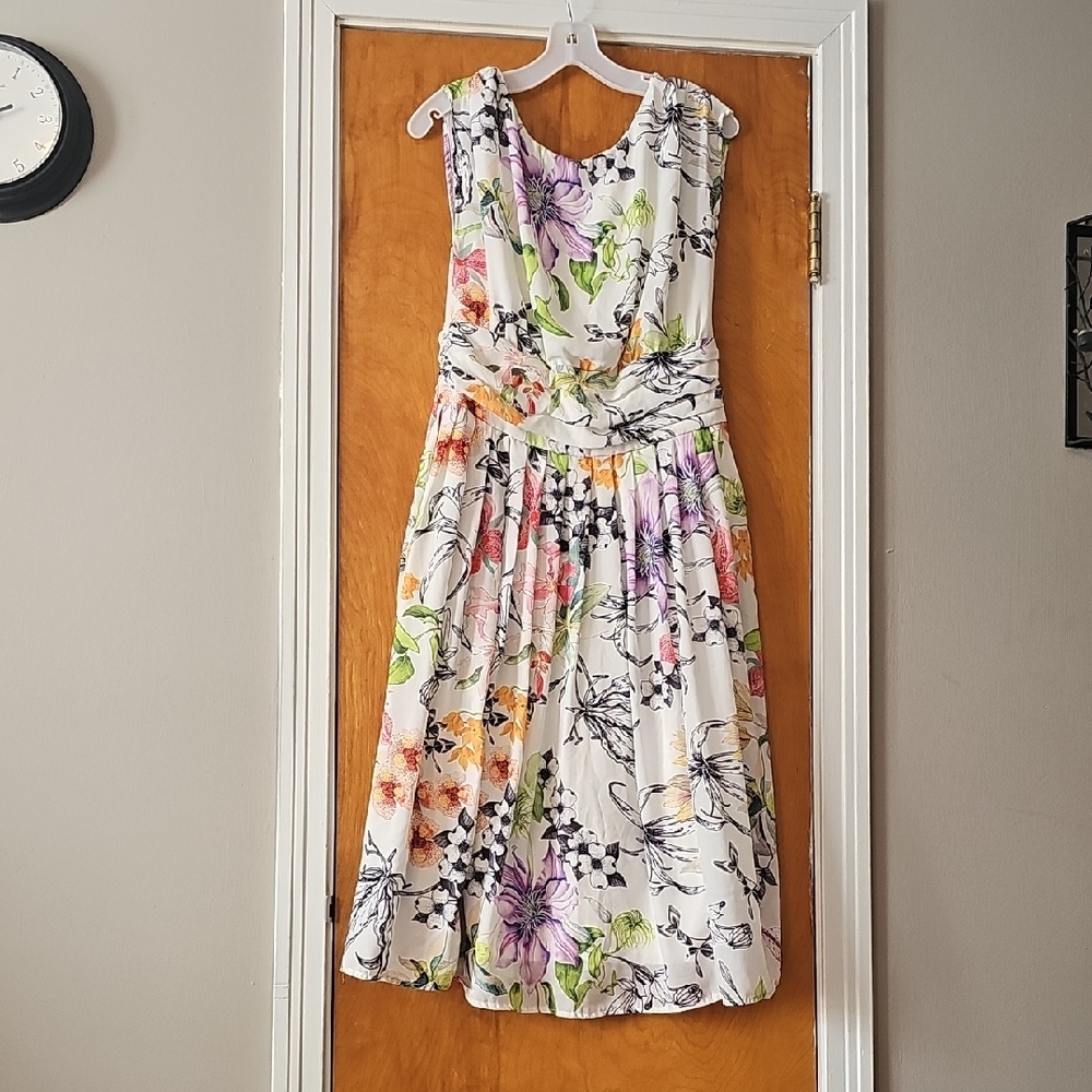 eShakti Multicolor Floral Midi Dress